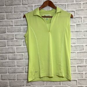 tehama green, size medium- lime green, zippered modest collar